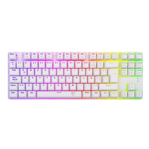 Teclado Gamer T-Dagger T-TGK315W-BL Bora White Blue Switch TKL USB Mecánico