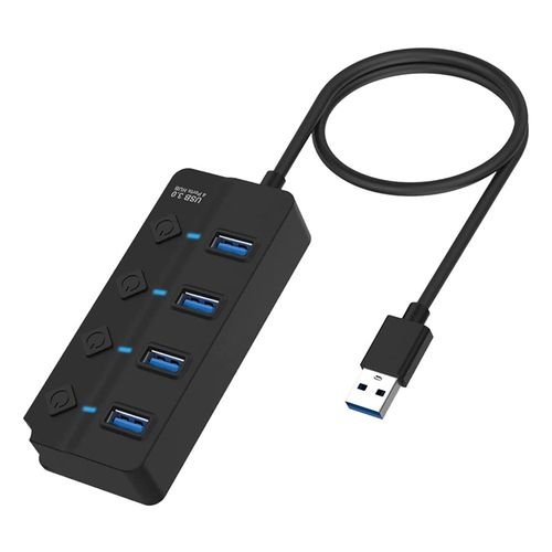 HUB USB Haxly HUBi U4-S 4xUSB 3.0 c/Switch y Led - Black