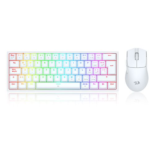 Kit de Teclado y Mouse Redragon k617RGB SP + M724 Blanco - S143W