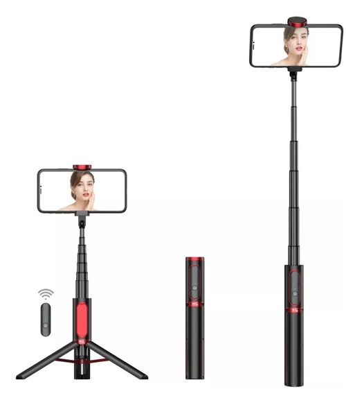 Trípode y Palo Selfie Celular Kraftgeek Inalámbrico 202 - Negro Rojo